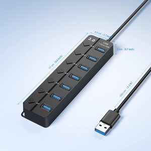 Commutateurs marche/arrêt individuels haute vitesse et lumières Répartiteur USB multi-ports Hub USB 3.0 à 7 ports - Product Image 6
