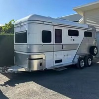 Remorque de transport de bétail inclinée pour camping-car, pour 2 chevaux, pour courses de chevaux en plein air, pare-chocs