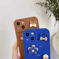 Coque de téléphone personnalisée en silicone motif fleur et dessin animé en 3D pour iPhone 16 15 14 13 12 11 Pro Max XR Etuis de téléphone mignons pour femmes et filles