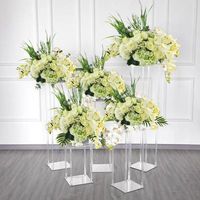 A00496-Clear acrylique fleur Vase pièce maîtresse mariage présentoir cristal Table décoration fleur StandHolder événement fête décor