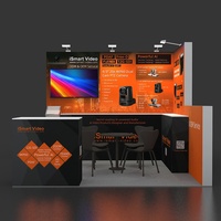 Diseño de Stand de Exhibición con Marco de Aluminio de 10x10, Tela Tensada sin Marco, Perfil de Aluminio con Borde, Caja de Luz LED, Soporte de Exhibición de Pared