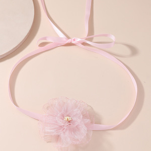DIY 9.5cm kain mawar merah muda putih renda bunga liontin Choker kalung Aksesori seksi kalung Satin untuk wanita pesta pernikahan - Product Image 4