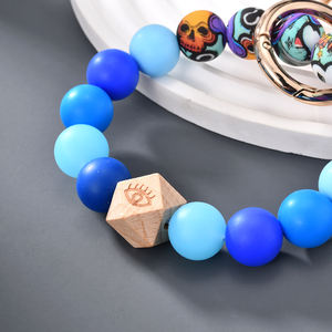 <span class=keywords><strong>Bracelet</strong></span> en <span class=keywords><strong>silicone</strong></span> coloré porte-clés portefeuille pour femmes porte-clés <span class=keywords><strong>bracelet</strong></span> perles porte-clés à pampilles - Product Image 3