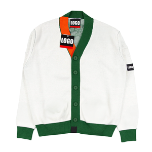 OEM Jacquard <b>Cardigan</b> <b>Sweater</b> Custom V-Neck Button Jumper with All-Print Snake Graphic for Autumn winter Seasons - Product Image 1