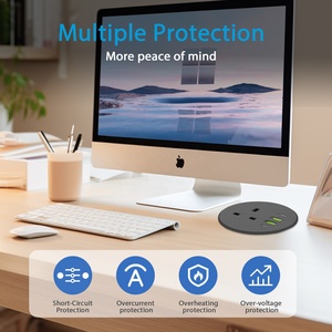 New 65W 80mm <strong>Round</strong> Grommet Office Furniture <strong>UK</strong> Desk Power <strong>Socket</strong> with 2 USBA +2USB-C /Office <strong>Round</strong> USB <strong>UK</strong> Desk Power <strong>Socket</strong> - Product Image 4