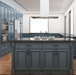 Ensemble <span class=keywords><strong>de</strong></span> meubles <span class=keywords><strong>de</strong></span> cuisine modernes et minimalistes gris et imitation bois avec îlot, éclairage LED et tabourets <span class=keywords><strong>de</strong></span> <span class=keywords><strong>bar</strong></span>, meubles <span class=keywords><strong>de</strong></span> cuisine sur mesure <span class=keywords><strong>de</strong></span> luxe - Product Image 5
