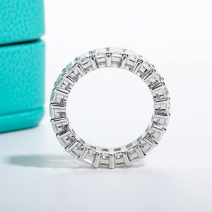 custom Moissanite <b>Eternity</b> <b>Ring</b>, Round/Emerald/Princess Cut 5cttw D Color 925 Sterling <b>Silver</b> Wedding Band <b>Rings</b> for Women - Product Image 2