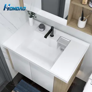 Yapay taş beyaz kabin havza popüler daire katı yüzey banyo lavabo