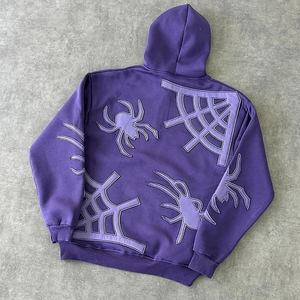 Felpa con Cappuccio da Uomo Benta ODM Personalizzata Invernale con Zip a Quarto, Oversize, con Applicazione, Tasca in Spugna, Pesante, Motivo Ragnatela - Product Image 2