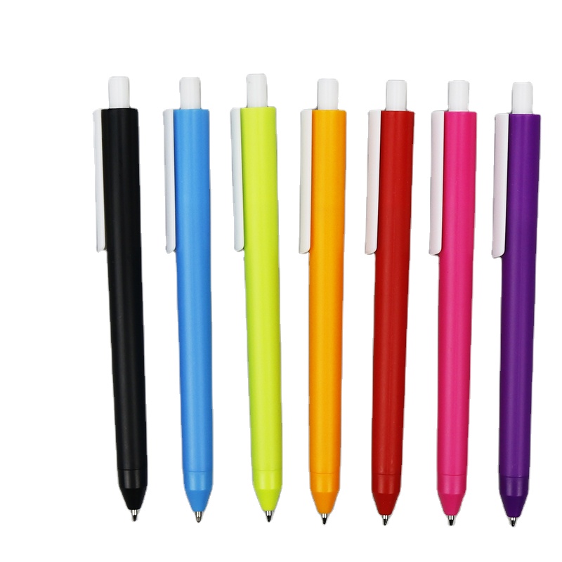 Горячая продажа нажмите действие разноцветный шариковая ручка с логотипом