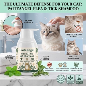 Shampoo pour <span class=keywords><strong>chat</strong></span> <span class=keywords><strong>anti</strong></span>-puces et tiques 300ml, mélange botanique, soin apaisant, protection <span class=keywords><strong>anti</strong></span>-parasitaire, lavage corporel désodorisant, marque privée - Product Image 1