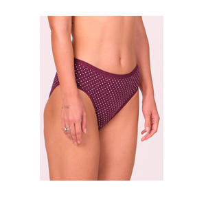 Culottes hipster pour femmes de haute qualité, taille mi-haute, en coton violet foncé à pois, avec ceinture élastique imprimée tendance - Product Image 3