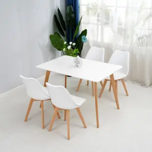 Modern Design Dining Chairs White Set of 4 Solid Wooden Legs Comfy Table And Chair Set