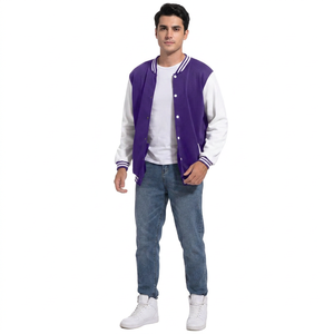 Polyester/Cotton Stand Collar Varsity <b>Jacket</b> Leather Sleeves Custom Logo Front Position Wholesale Teams School Uniforms <b>Men</b> - Product Image 1