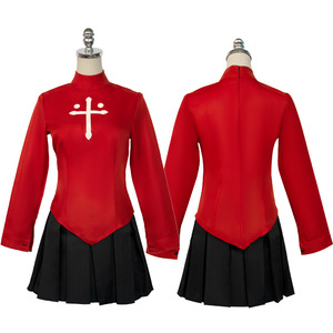 Nouvelle mise à jour : Costume de cosplay Fate <span class=keywords><strong>Stay</strong></span> <span class=keywords><strong>Night</strong></span> Tohsaka Rin, ensemble jupe rouge et noire, tenue de carnaval unisexe, robes de jeu de rôle - Product Image 3