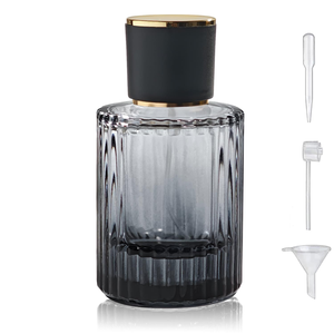Wholesale <b>Black</b> Glass Perfume Bottle 50ml 75ml Round Crimp-Sealed Screen Printed <b>Black</b> Cap Customizable <b>Box</b> Hot Foil Stamping - Product Image 6