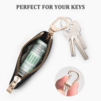 Porte-monnaie court portable en similicuir personnalisé avec fermeture éclair, porte-cartes de crédit et porte-clés
