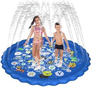 Şişme yağmurlama Mat taşınabilir yağmurlama sıçrama havuzu çocuklar için toptan 68 inç mavi özel Logo