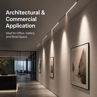 Profilé LED en aluminium CMB 17 mm à angle de faisceau réglable 10-90 degrés avec lentille PMMA, éclairage linéaire architectural monté en surface