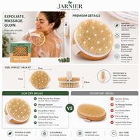 Brosse corporelle ronde en bambou personnalisée Jarnier avec logo, poils naturels, pour le nettoyage du visage, l'exfoliation et le brossage à sec
