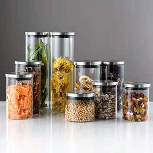 Aeota-Jarra de vidrio hermética para comida y <span class=keywords><strong>pasta</strong></span>, recipiente de vidrio resistente al calor personalizado, cilindro de boca ancha, borosilicato, cocina, café - Product Image 3