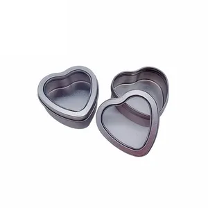 Custom Printing Food Safe Heart Shape Window Tin Box For Mint Chocolate Wedding Promotional