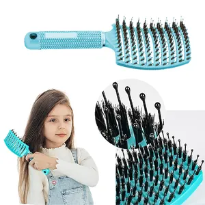 Wholesale Barber Combs Colorful Plastic Straightening Women's Bristle Straightener Detangling Hair Growth Comb