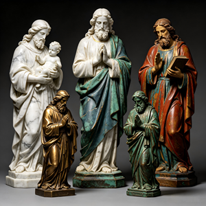 Croix religieuse personnalisée en résine peinte à la main, sculptée artistiquement, avec logo, couleur, représentant la famille des Saints Catholiques et Jésus, pour Noël, amour, fée, musique, Xi - Product Image 3