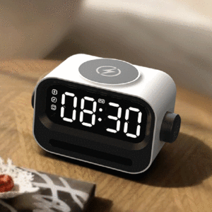 New Arrival sáng tạo robot đa chức năng hiển thị kỹ thuật số Đồng hồ báo thức điện thoại phí không dây loa <span class=keywords><strong>bluetooth</strong></span> di động - Product Image 2