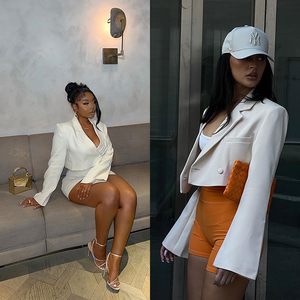 Cappotti da <span class=keywords><strong>donna</strong></span> personalizzati da ufficio gonna corta 2 pezzi Set scollo a V da <span class=keywords><strong>donna</strong></span> <span class=keywords><strong>blazer</strong></span> corti svasati <span class=keywords><strong>donna</strong></span> - Product Image 5