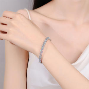 New Design 925 <b>Sterling</b> <b>Silver</b> Round Brilliant Moissanite Stone <b>Bangle</b> <b>Bracelets</b> for Gift - Product Image 2