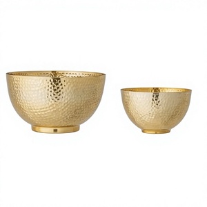 Ensemble de bols en métal doré martelé, design luxueux et artisanal, pour servir les aliments, vaisselle décorative glamour - Product Image 1