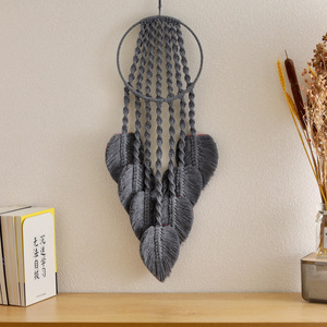 Suspension murale en macramé, attrape-rêves en macramé, fait main, <span class=keywords><strong>plume</strong></span> en macramé pour <span class=keywords><strong>chambre</strong></span> à coucher, décoration murale pour la maison - Product Image 2