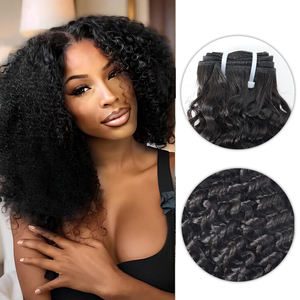 Pelo indio rizado birmano crudo dibujado doble de alta calidad, venta al por mayor sin procesar, paquetes de cabello humano virgen, cierre de encaje Frontal - Product Image 3