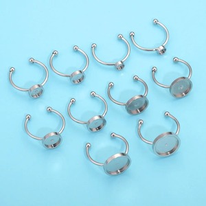 Stainless Steel Adjustable Ring Settings Gold Tone Blank Base 8/10/12mm Glass Cabochons Bezels <strong>Jewelry</strong> Making <strong>Supplies</strong> - Product Image 3