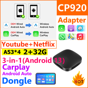 2025 Trend Android 13 CP920 4 en 1 Car Ai Box 2GB 32GB 3 en 1 con cable a Wireless CarPlay Dongle Streaming Youbue <span class=keywords><strong>Netflix</strong></span> Ai Box - Product Image 3