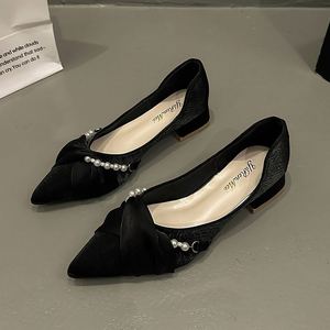 Black <b>Pointed</b> <b>Toe</b> <b>Flat</b> Shoes Women Soft Sole Loafers Style Shallow Mouth Casual <b>Flats</b> - Product Image 4