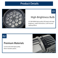 Projecteur LED étanche 18x10W RGBW 4-en-1 pour scène, idéal pour les spectacles et l'éclairage d'événements en extérieur