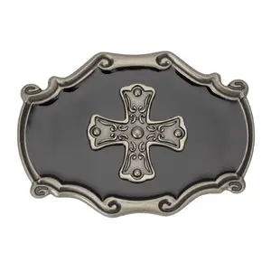Hebilla de cinturón masónica de aleación de Zinc de Metal personalizada de alta calidad hebilla de cinturón cruzada Vintage 3D de Metal para hombre
