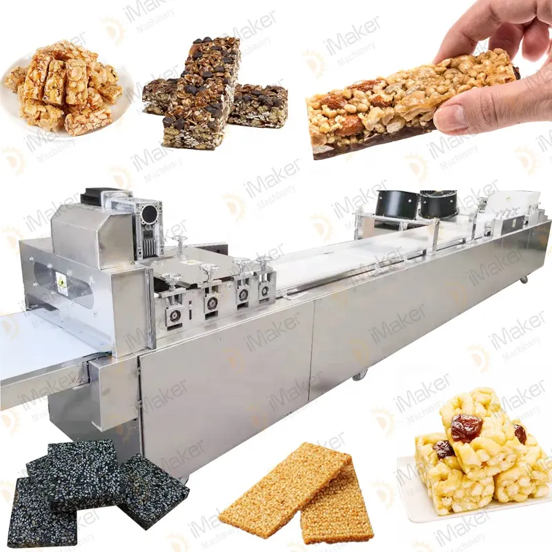 Endüstriyel talep aperatif meyve Bar Nougat yapma makinesi pirinç patlaklı kek enerji Bar Granola kesme makinası