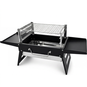 Portable <b>Foldable</b> Charcoal Grill Stainless Steel Outdoor Cooking BBQ Stove with Side <b>Tables</b> and Rack for <b>Camping</b> Picnic Beach - Product Image 1