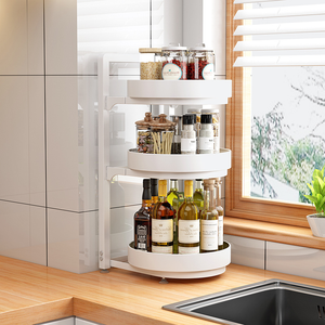 Organisateur de cuisine rotatif et réglable en hauteur, étagère multi-niveaux pour casseroles et poêles, support de comptoir pour ustensiles de cuisine et rangement d'épices - Product Image 4