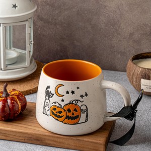 Nuova Tazza in Ceramica Professionale per il Ritorno a Scuola, Design Cartoonesco con Motivi di Zucca, Gatto Nero e Fantasma, Divertente Tazza per <span class=keywords><strong>Caffè</strong></span>/Tè Riutilizzabile e Portatile - Product Image 2
