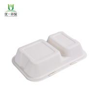 Vaisselle jetable, vente en gros, micro-ondes 100%, sachet de canne à sucre écologique, biodégradable, boîte à déjeuner à clapet