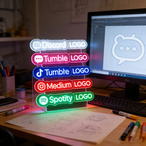 Lumières néon LED personnalisées, télécommande, décorations, magasins, logo personnalisé sur les réseaux sociaux, panneau électronique alimenté par USB en acrylique - Product Image 2