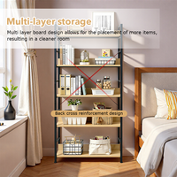 Étagère à livres mobile en bois à 5 niveaux, style industriel, pour librairie, mobilier d'appoint, en promotion