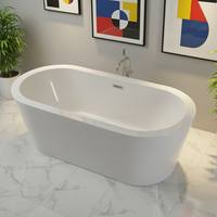 Baignoire autoportante ovale moderne en acrylique pour bains relaxants en intérieur, idéale pour les hôtels, les villas ou la vente en gros pour usage domestique