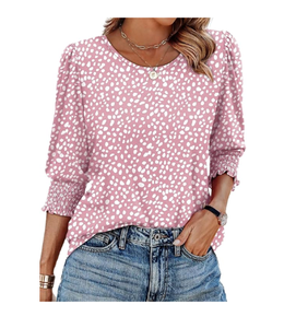 Blusas de Manga 3/4 para Mujer, Elegantes y Casuales, <span class=keywords><strong>con</strong></span> Estampado Sólido, Puños Fruncidos, Ropa Larga de Chifón para Otoño, Talla XL - Product Image 1