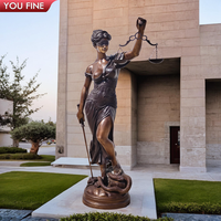 YOUFINE célèbre déesse de coulée grandeur nature classique Bronze bandeau dame Justice avec écailles et statue d'épée