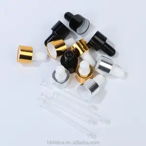 Plastic Black/Silver/Golden 18/410 Screw Press Dropper Cover CapとGlass Pipette For 5/10/15/20/30/50/100ミリリットルガラスボトル